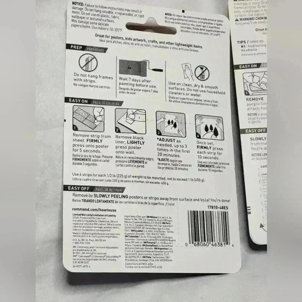 2 Pk Bundle of Brand New Command Adjustables. 48 Poster Strips + 10 1lb Hooks - Picture 5 of 7